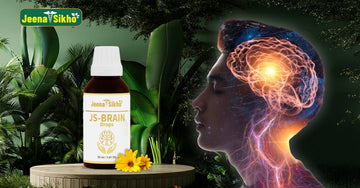 Senior man meditating with Ayurvedic brain care products beside him for mental clarity