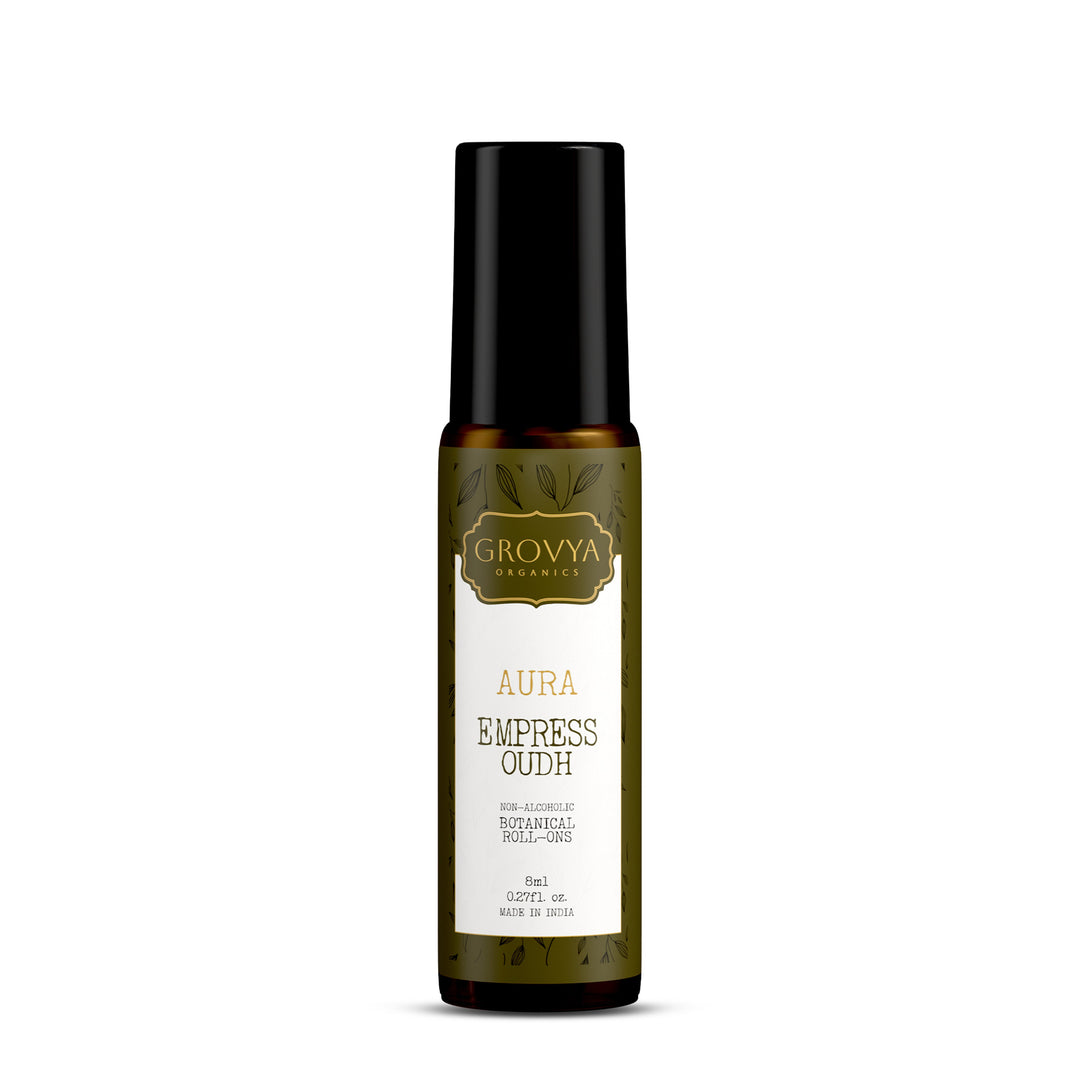 Grovya Organics Aura Empress Oudh Roll-On | Natural Oudh Perfume Oil | Alcohol-Free, Long-Lasting Fragrance for Men & Women