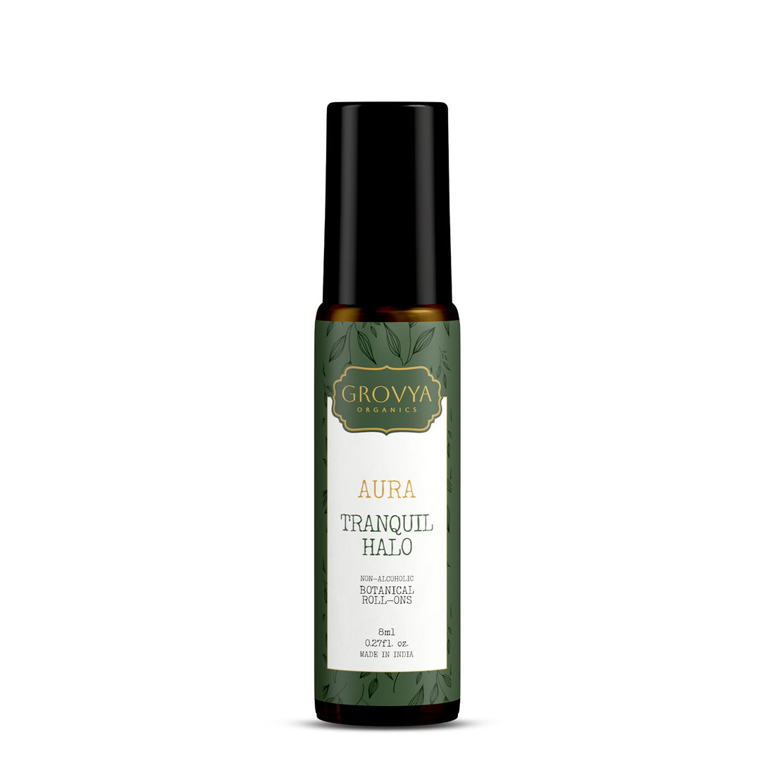 Grovya Organics Aura Tranquil Halo Roll-On | Soothing Natural Perfume Oil with Aroma Compounds & Essential Oils | Alcohol-Free Long-Lasting Fragrance
