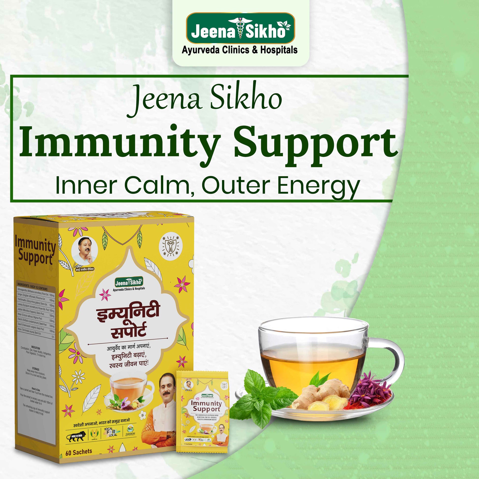 Immunity Support | Natural Herbal Tea For Immunity, 60 Sachets - Jeenasikho Shop