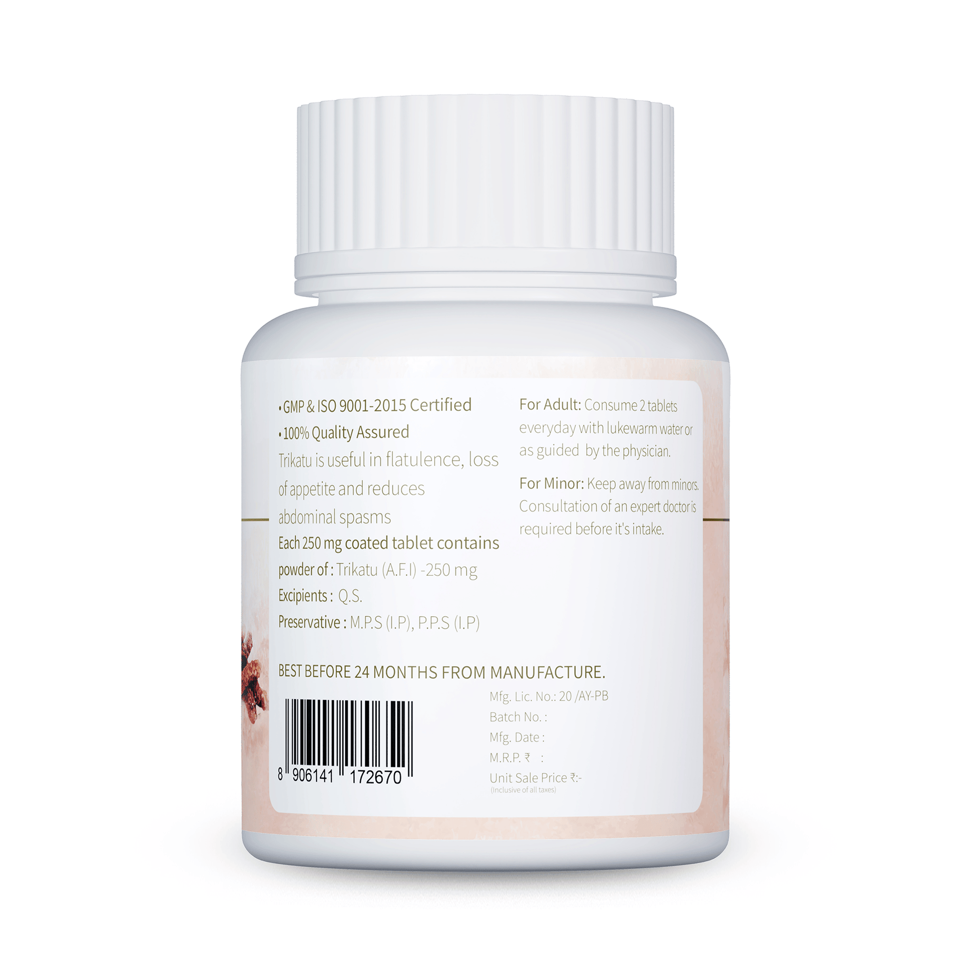 Trikatu Tablet | 60 Tablets M/s shree Dhanwantri Herbals