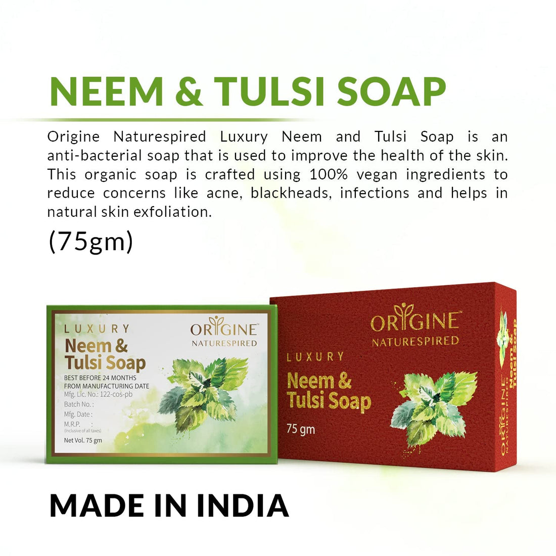 Neem & Tulsi Soap | For Refreshing And Glowing Skin, 75gm