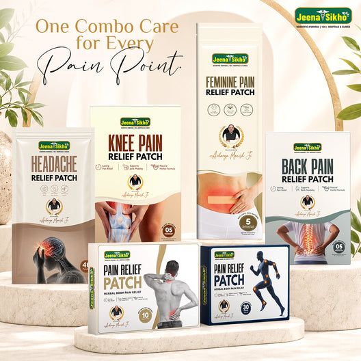 Jeena Sikho Pain Relief Patch Combo | Back Pain Relief Patch + Knee Pain Relief Patch + Feminine Pain Relief Patch + Body Pain Relief Patch Large + Body Pain Relief Patch + Headache Relief Patch  | 6-Patch Set