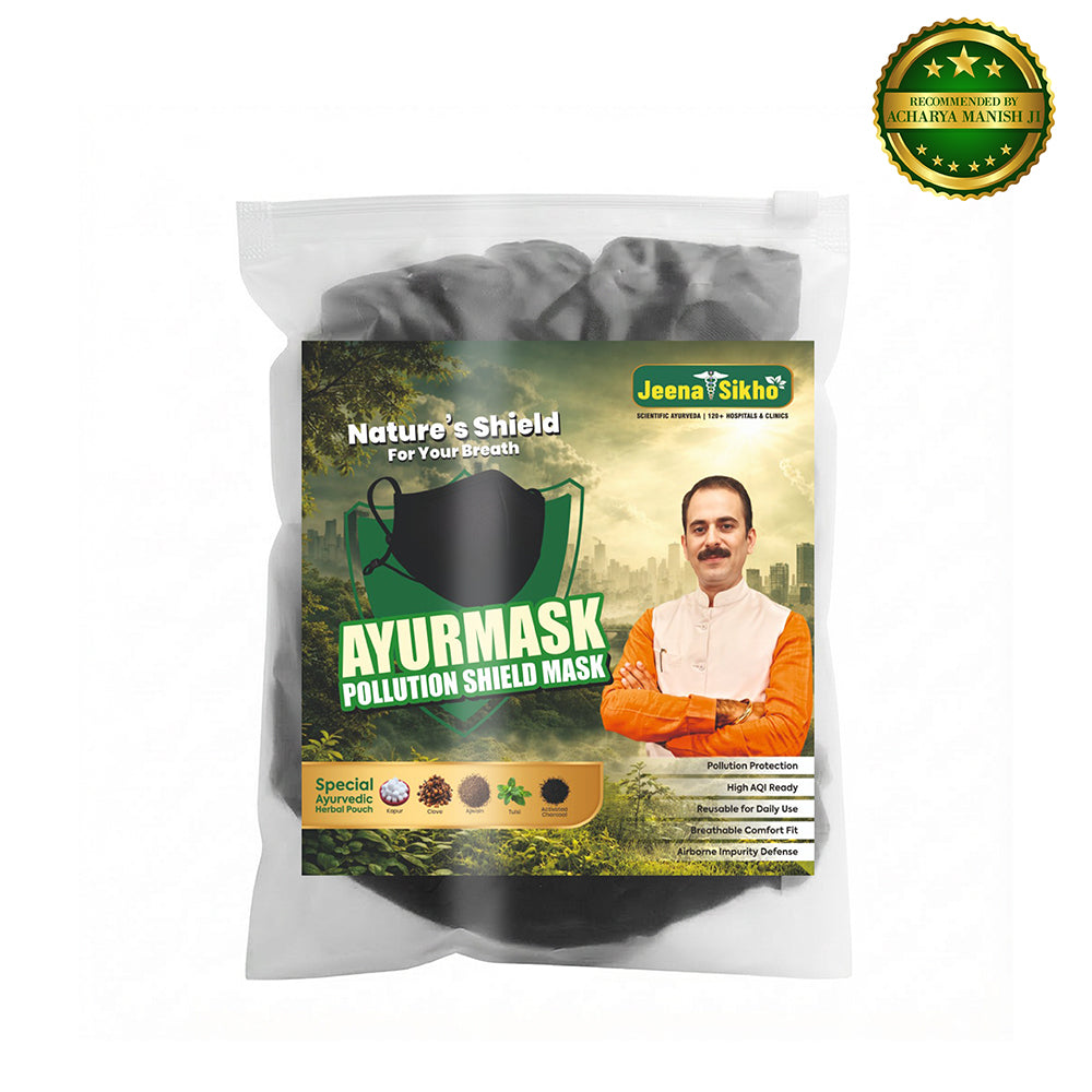 Ayurmask Pollution Shield Mask | Ayurvedic Herbal Face Mask with Activated Charcoal | Reusable & Breathable | Daily Use Mask