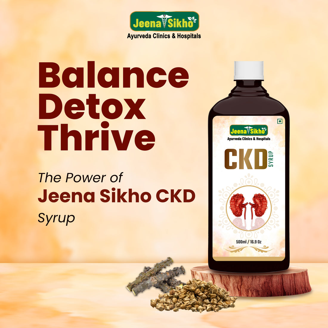 CKD Kidney Care syrup bottle with natural ingredients