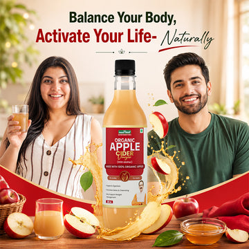 Balance Your Body Activate Your Life Naturally banner with Apple Cider Vinegar benefits and organic apples