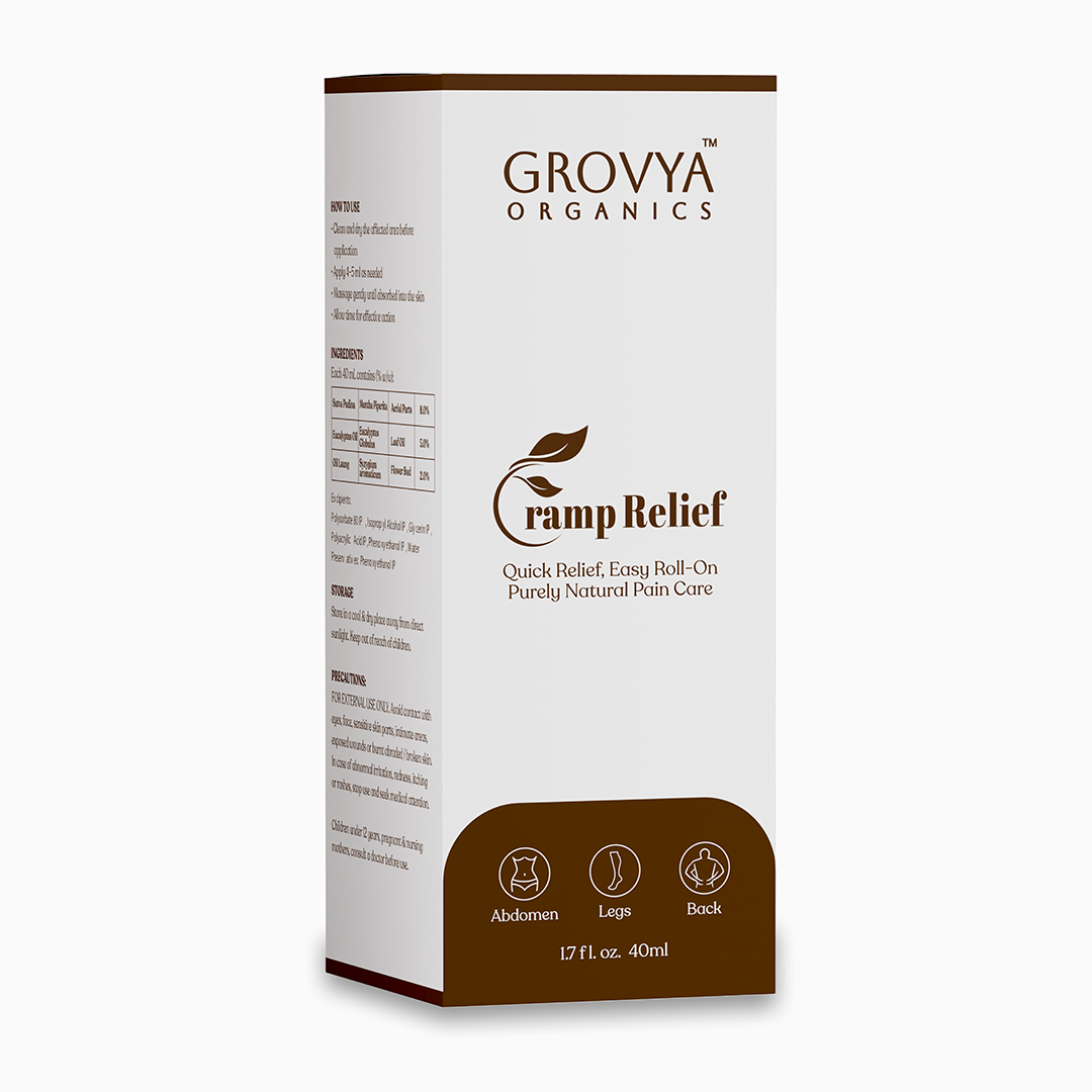 Cramp Relief Roll-On | Herbal Roll-On with Peppermint, Eucalyptus & Clove Oils | Easy Roll-On for Abdomen, Legs & Back | Fast-Absorbing & Non-Sticky Formula, 40 ml