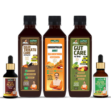 Kidney Wellness Combo | Gut Care, Sea Buckthorn, FIV LIV PLATO, Dalchini Tulsi & Haldi Trikatu | Support For Kidney Wellness, Digestion & Daily Balance