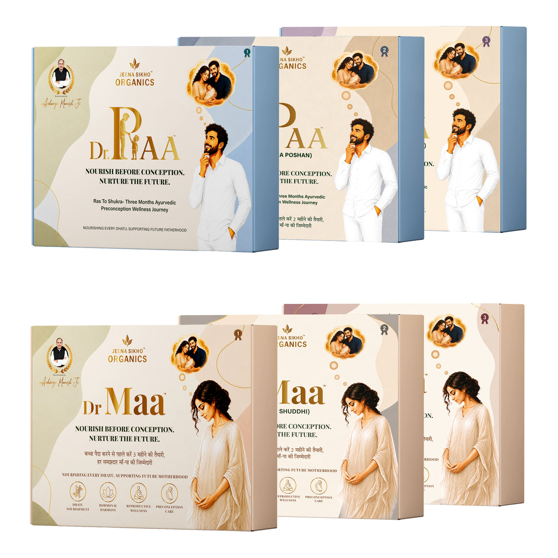 Dr. Maa & Dr. Paa 3-Month Combo | Complete 1st, 2nd & 3rd Month Ayurvedic Routine | Tablets, Granules, Syrups, Nasya Oil & Nabhi Oil