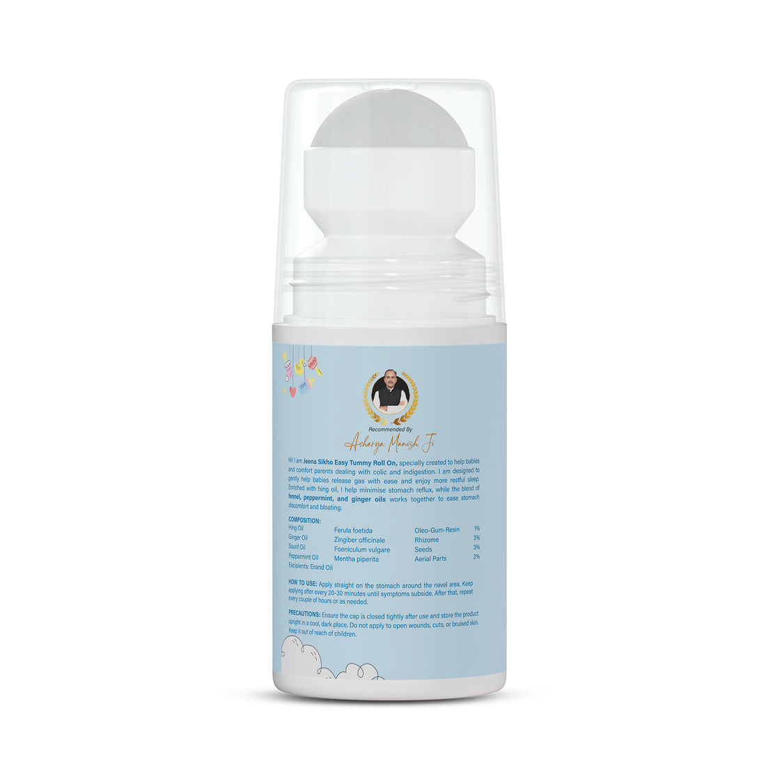 Easy Tummy Roll On | Ayurvedic Baby Roll On with Hing, Saunf & Peppermint Oils | Gentle Baby Tummy Massage Oil for Colic, Gas & Bloating Comfort, 40 ml