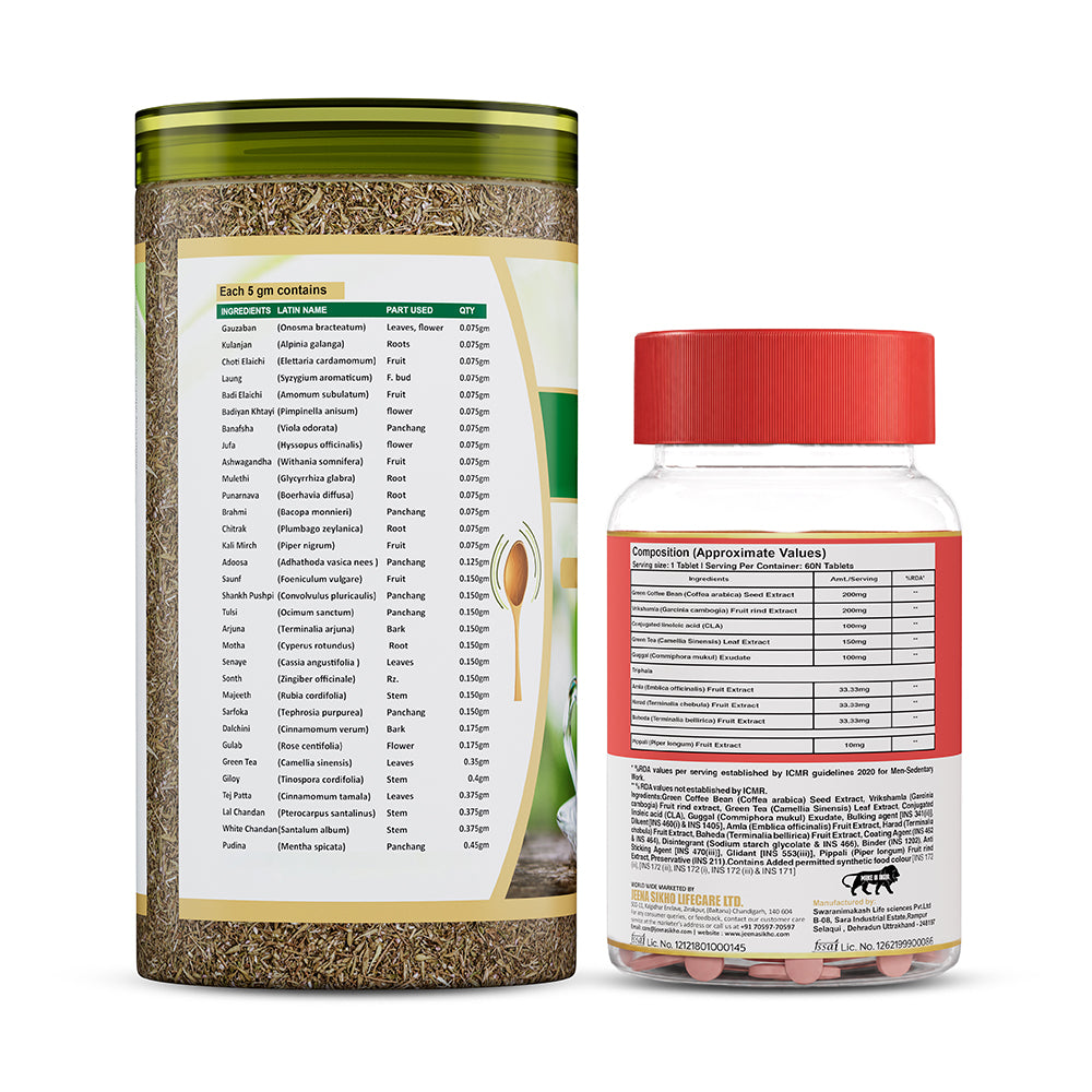 Weight Management Wellness Combo | Fat Burner Tablets + 32 Herbs Tea | Supports Metabolism, Digestion & Natural Immunity