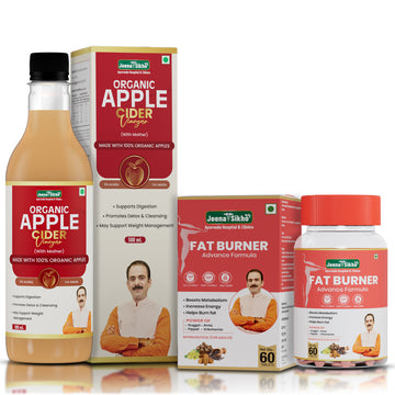 Fat Burner Tablets + Organic Apple Cider Vinegar with Mother Combo | Ayurvedic Weight Management, Metabolism & Detox Support Pack
