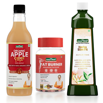 Weight Management Wellness Combo | Herbo Slim Fit Juice + Fat Burner + Apple Cider Vinegar with Mother | Supports Metabolism & Digestion