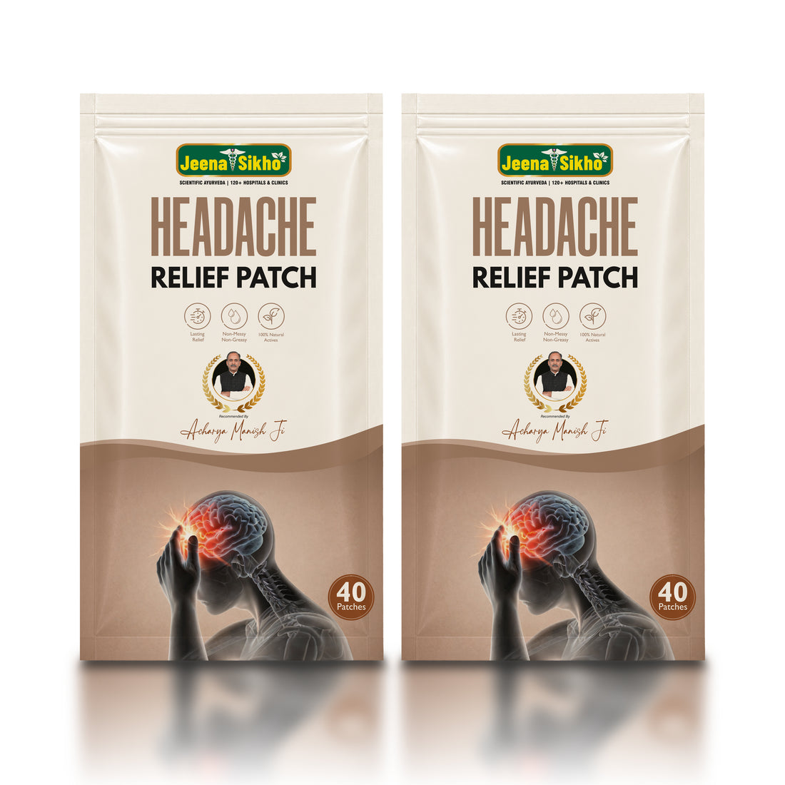 Two Headache Relief Patches for convenient everyday headache comfort