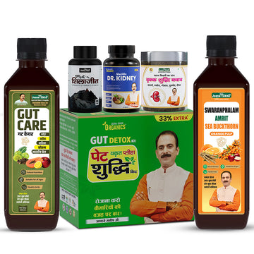 Kidney, Creatinine, Gut Wellness Combo | Gut Care + Dr. Kidney + Pure Shilajit + Sea Buckthorn Orange + Gut Detox + Vrikk Shuddhi Kwath | 6-Product Set