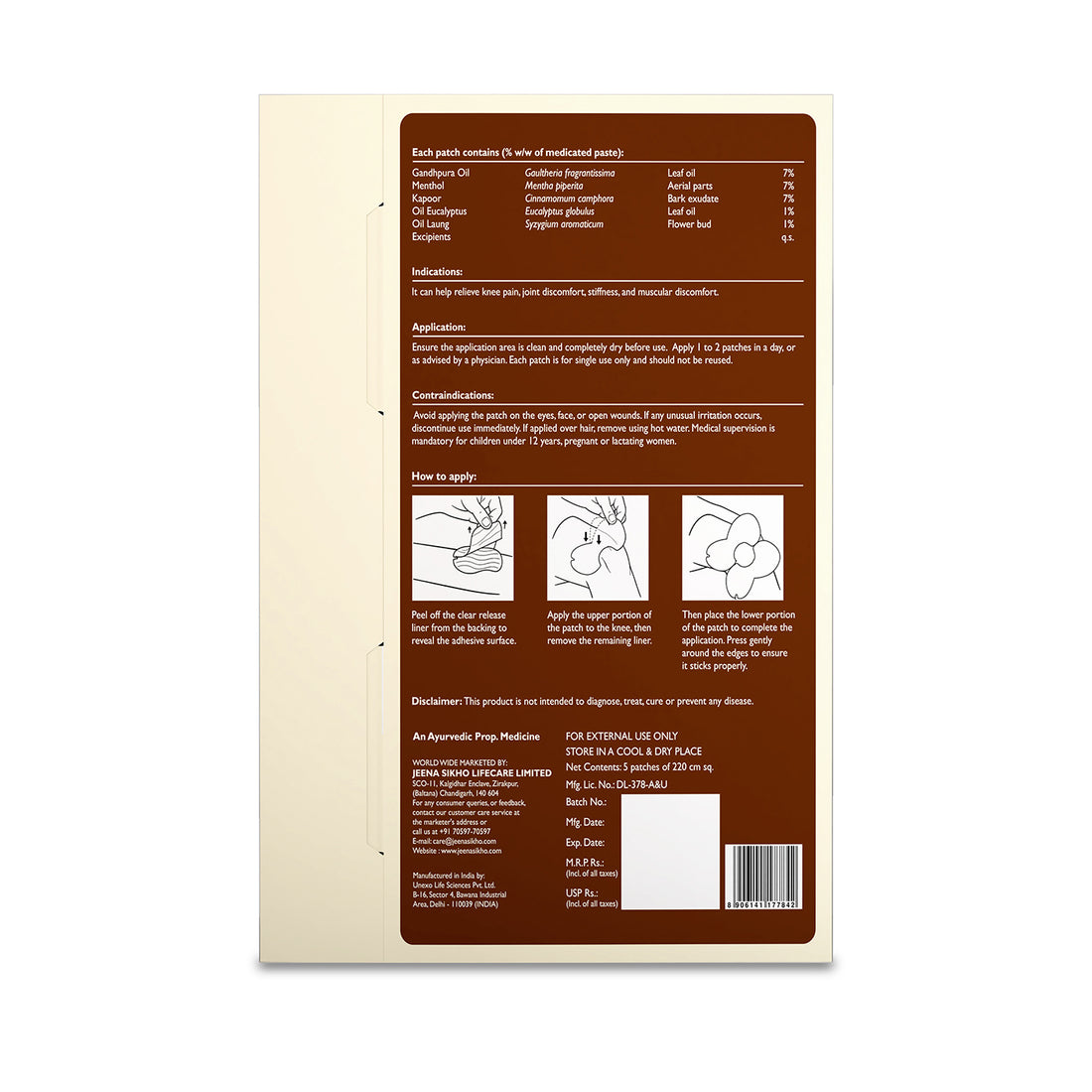 Jeena Sikho knee pain relief patch ingredients and usage guide