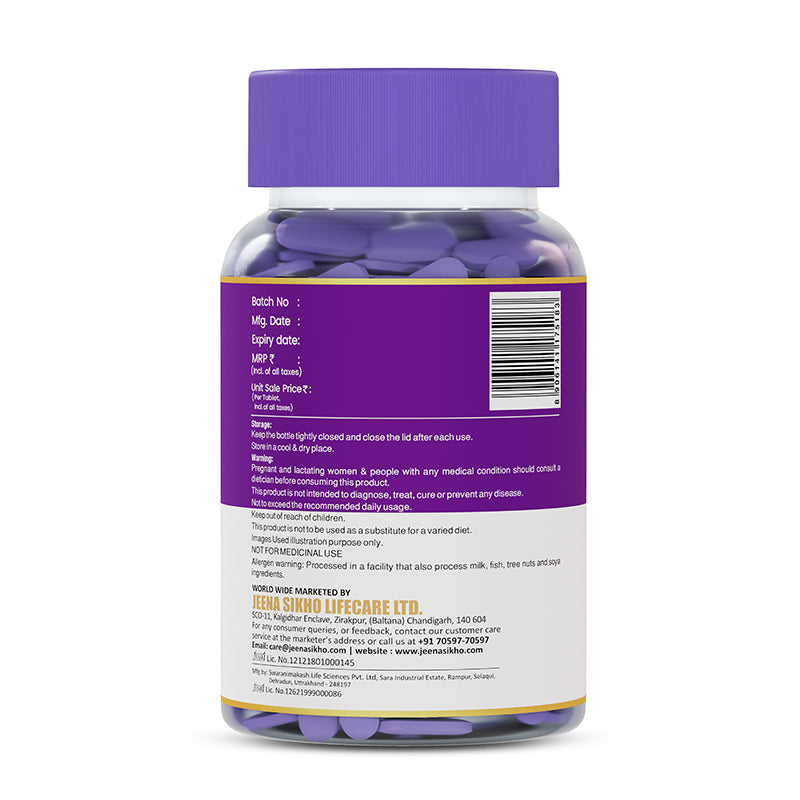 Jeena Sikho L Glutathione tablets back label details