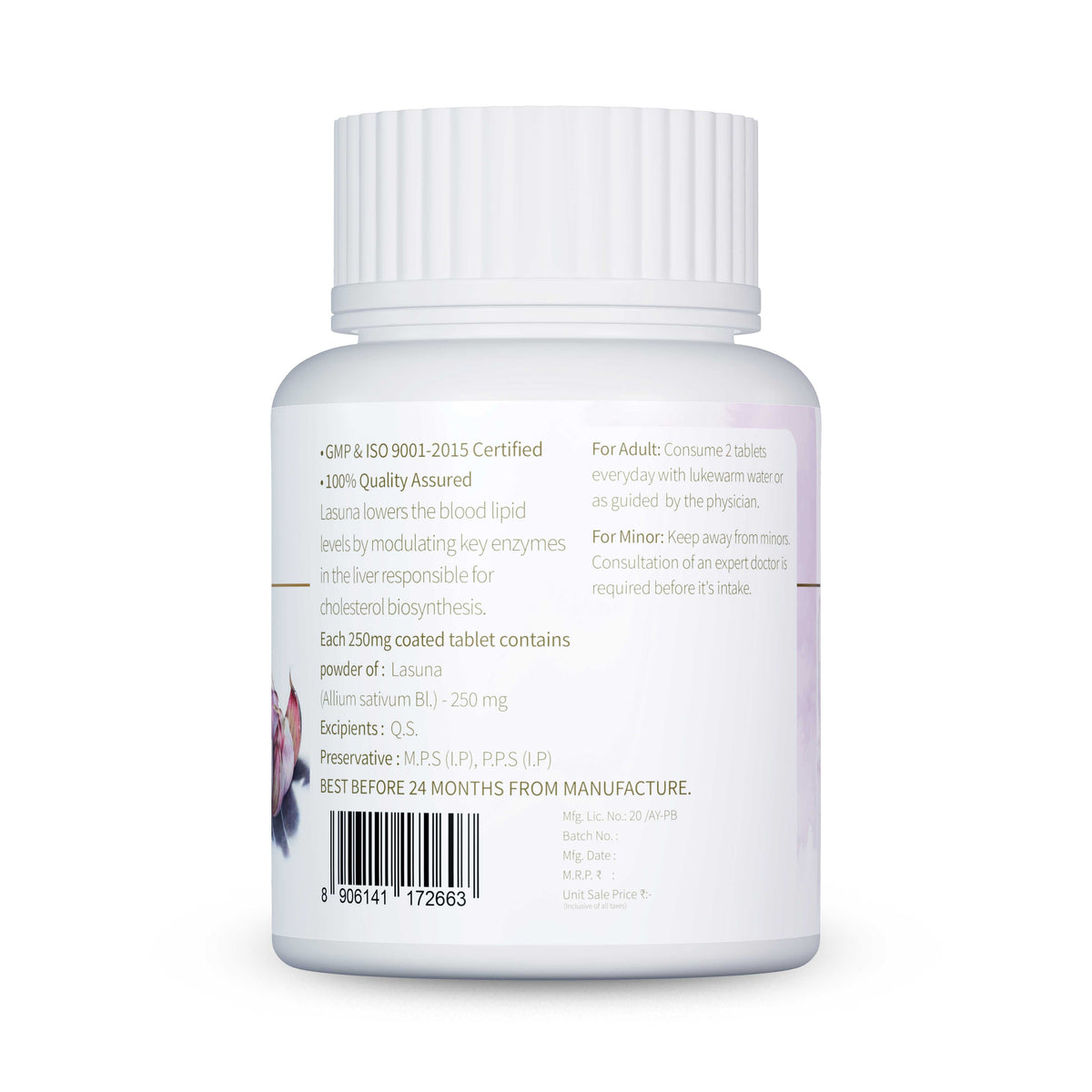 Heart Care Lasuna with dosage and composition info