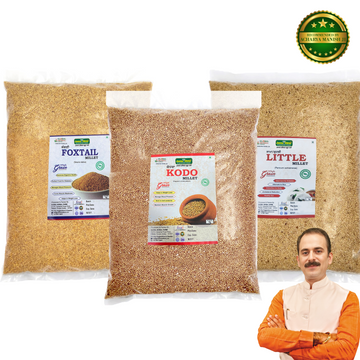 Foxtail Millet 1 kg, Little Millet 1 kg  & Kodo Millet 1kg Combo Pack | Great For Digestion & Energy