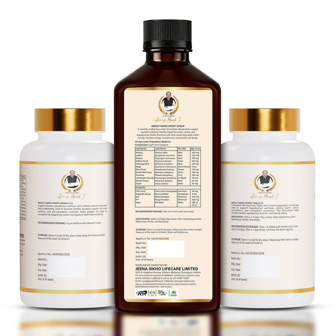 Dr. Maa Kit | Nari Xpert Ayurvedic Women's Wellness Combo | Tablets, Granules & Syrup | Traditional Herbal Care for Feminine & Reproductive Wellness