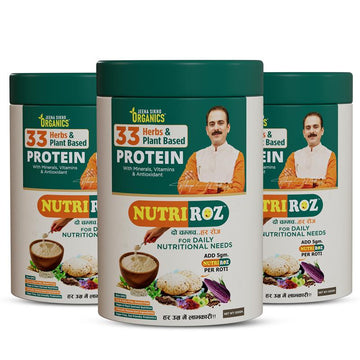 NutriRoz | 33 Herbs & Plant-Based Protein Blend | With Vitamins, Minerals & Antioxidants | Add to Atta for Nutritious Rotis | 500g