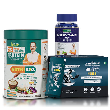 Energy & Nutrition Combo | Jeena Sikho Multivitamin Men, Energy Max Honey & NutriRoz | Daily Energy, Focus, Strength & Balanced Nutrition Support