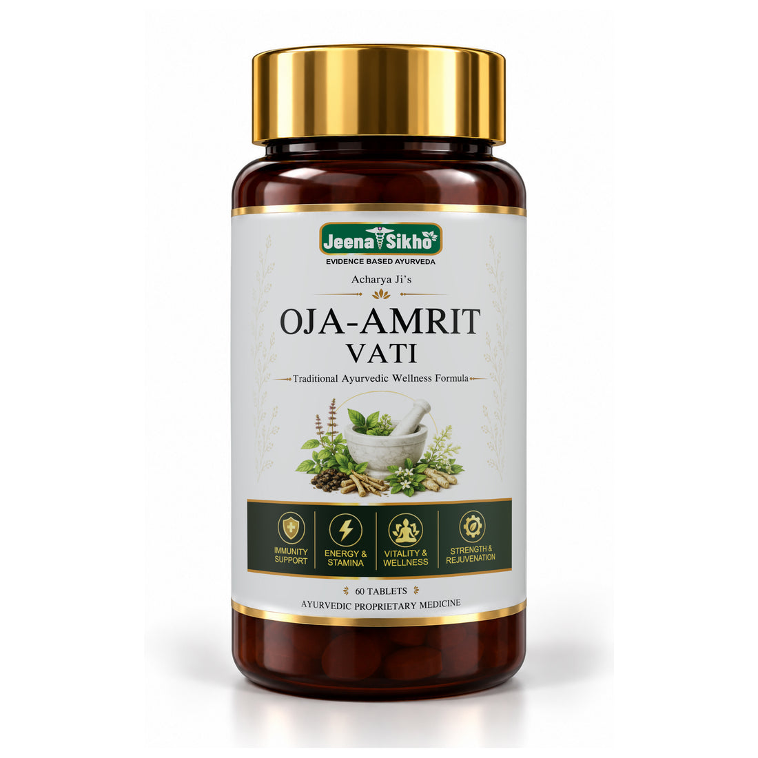 Jeena Sikho Oja-Amrit Vati Ayurvedic medicine for weakness and fatigue, energy booster tablets, 60-tablet 