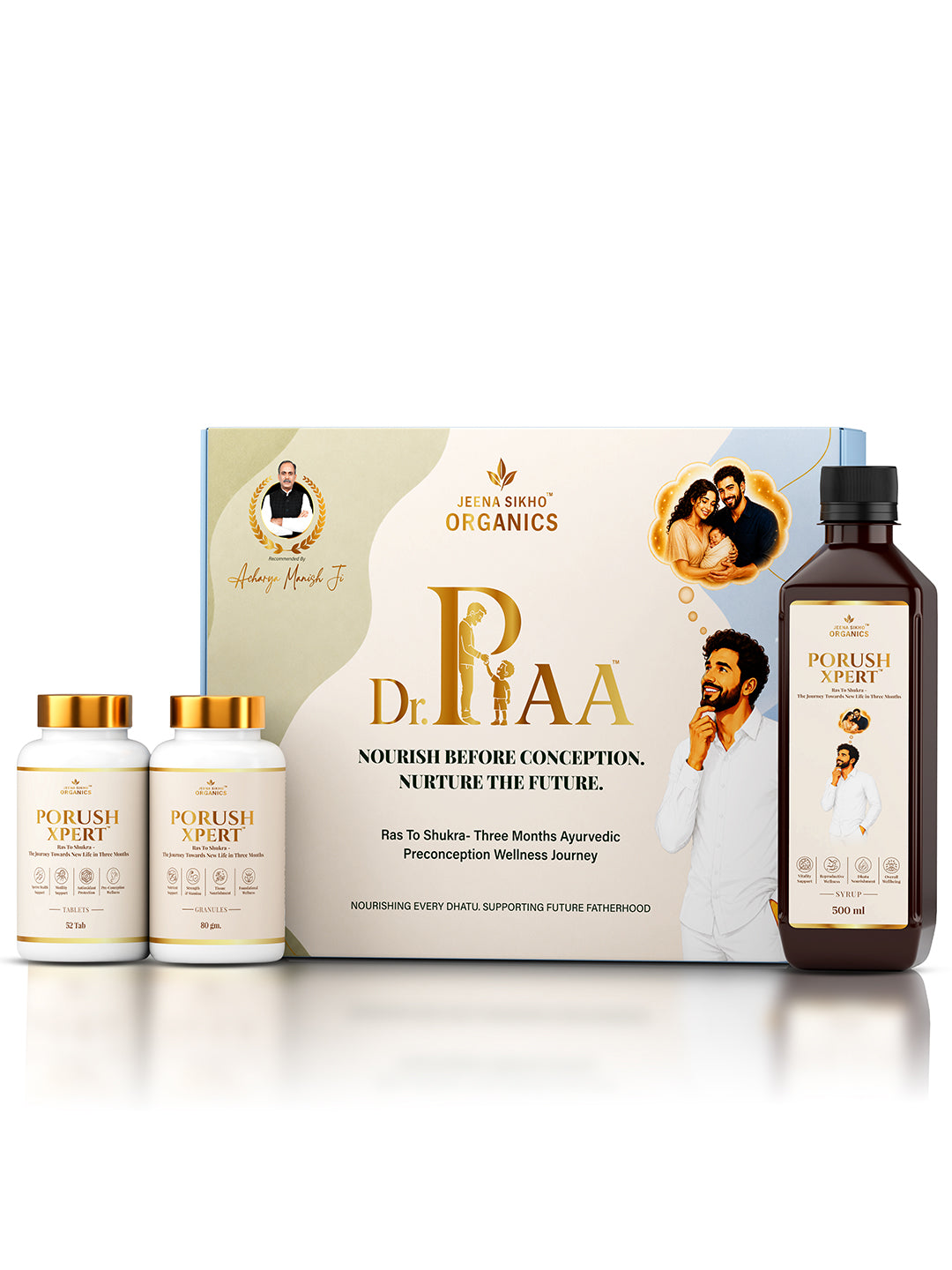 Dr. Paa Kit | Paurush Xpert Ayurvedic Men's Wellness Combo | Tablets, Granules & Syrup | Traditional Herbal Care for Men's Vitality & Reproductive Wellness