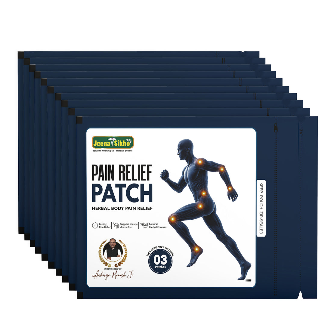 Pain Relief Patch | Herbal Body Pain Patch with Gandhpura Oil, Menthol & Camphor | For Muscle Pain, Stiffness & Sprains | 30 Patches