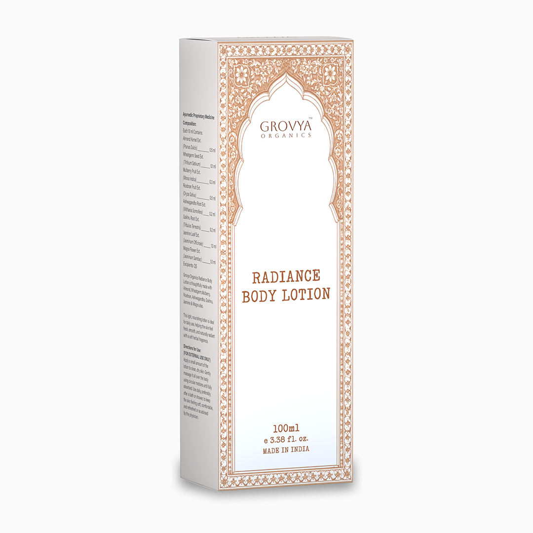Radiance Body Lotion | Ayurvedic Body Lotion with Almond, Wheatgerm, Mulberry, Ricebran, Jasmine & Mogra Extracts | Herbal Body Care Lotion