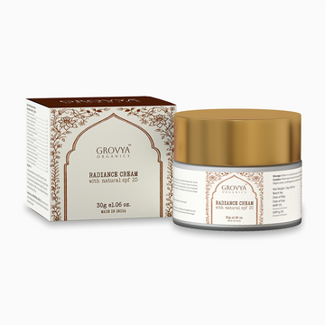 Radiance Cream with Natural SPF 25 | Ayurvedic Face Cream with Aloe Vera, Sandalwood & Turmeric | Lightweight Daily Moisturiser for Glow & Sun Protection