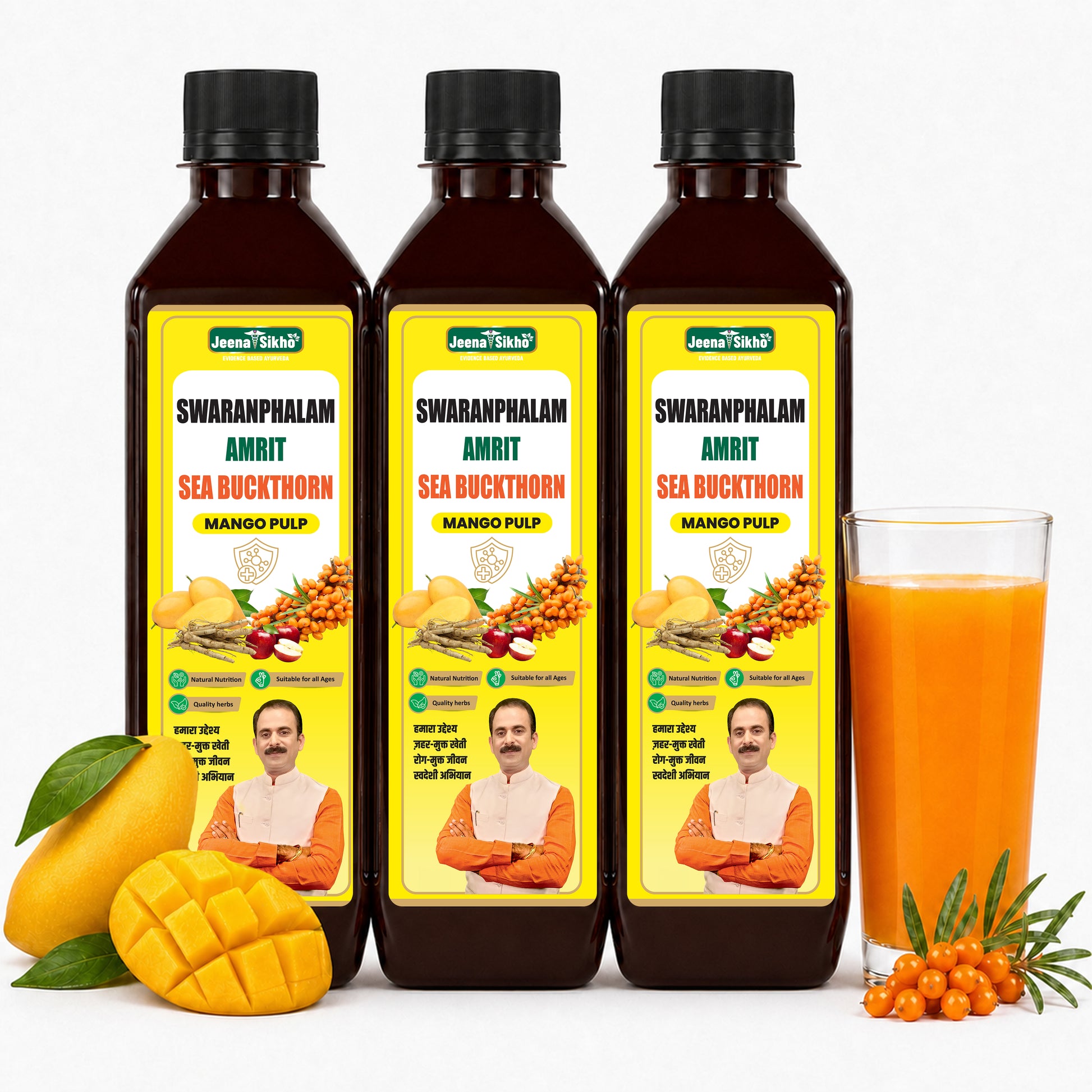 Sea Buckthorn Juice Mango Pulp three bottle combo pack