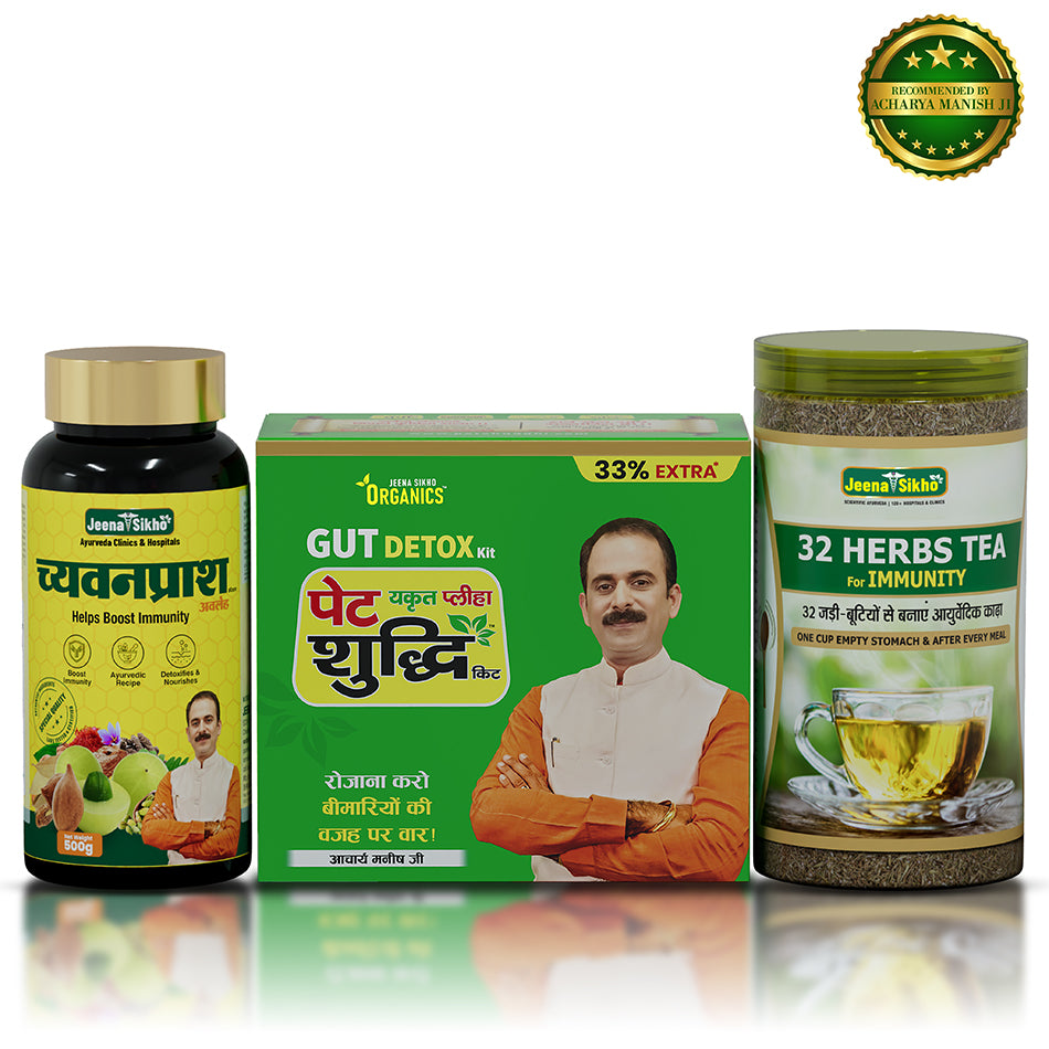 Ayurvedic Gut Detox Kit with herbal tea for daily digestive wellness