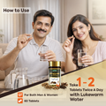Aam Vata Hara Guggulu usage guide showing 1–2 tablets twice daily with lukewarm water for men and women