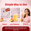Apple Cider Vinegar for Metabolism usage guide showing tablet dissolution in water and daily consumption method