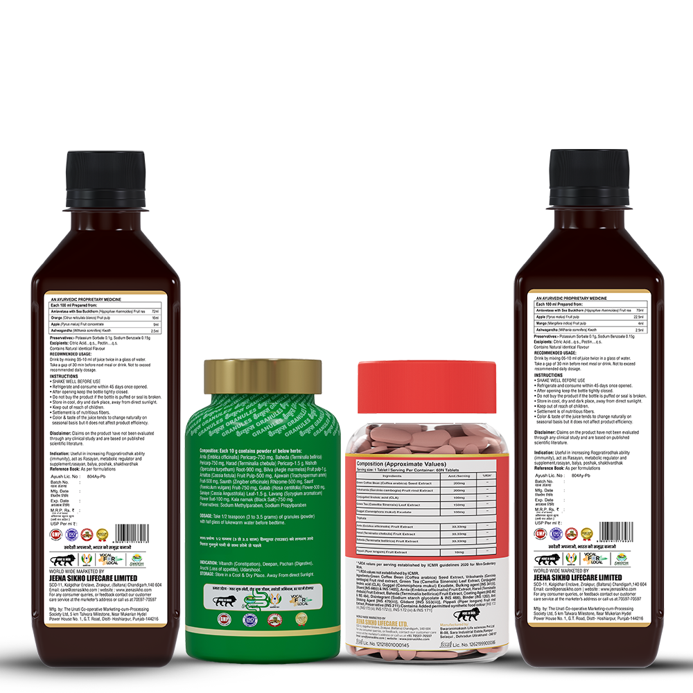 Seabuckthorn & Fat Burner Combo | Ayurvedic Immunity, Metabolism Support & Gut Cleansing Kit | Two Sea Buckthorn Flavours, Fat Burner Tablets & Pet Yakrit Pleeha Shuddhi Kit