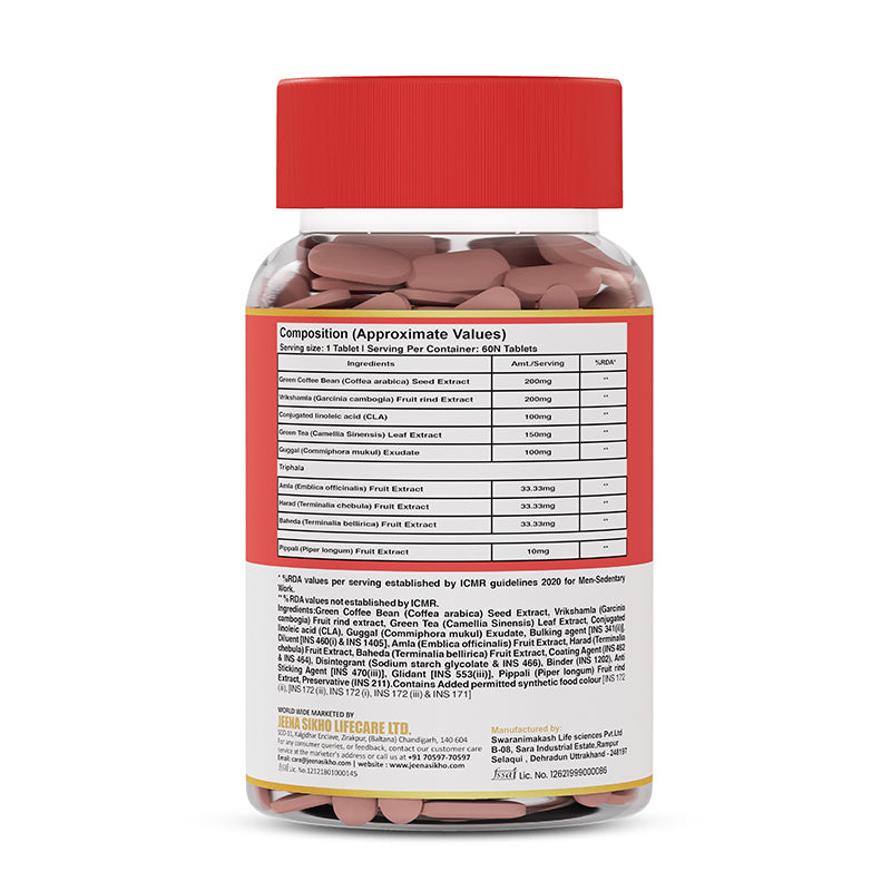 Daily fat burner tablets with Green Coffee Bean, Guggul, and Ayurvedic herbs for metabolism support