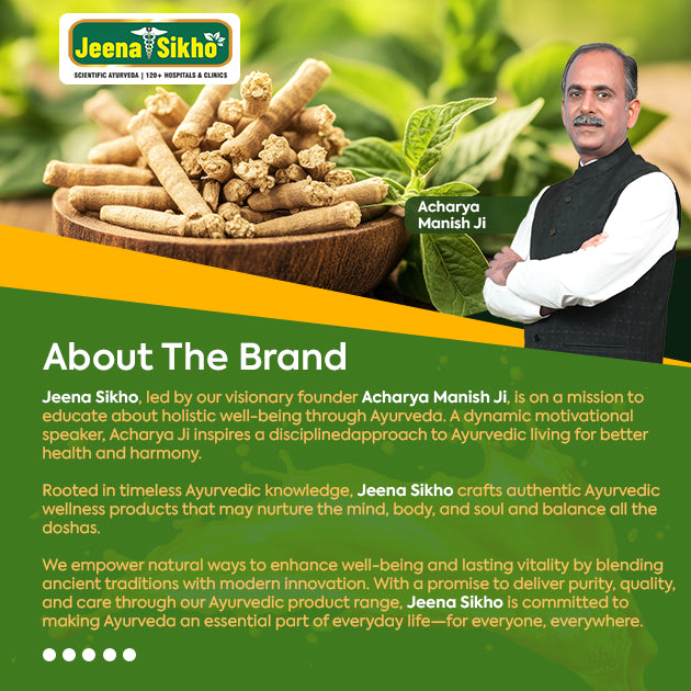 Jeena Sikho brand story featuring Acharya Manish Ji, Ayurvedic traditions, herbal wellness philosophy and natural health values