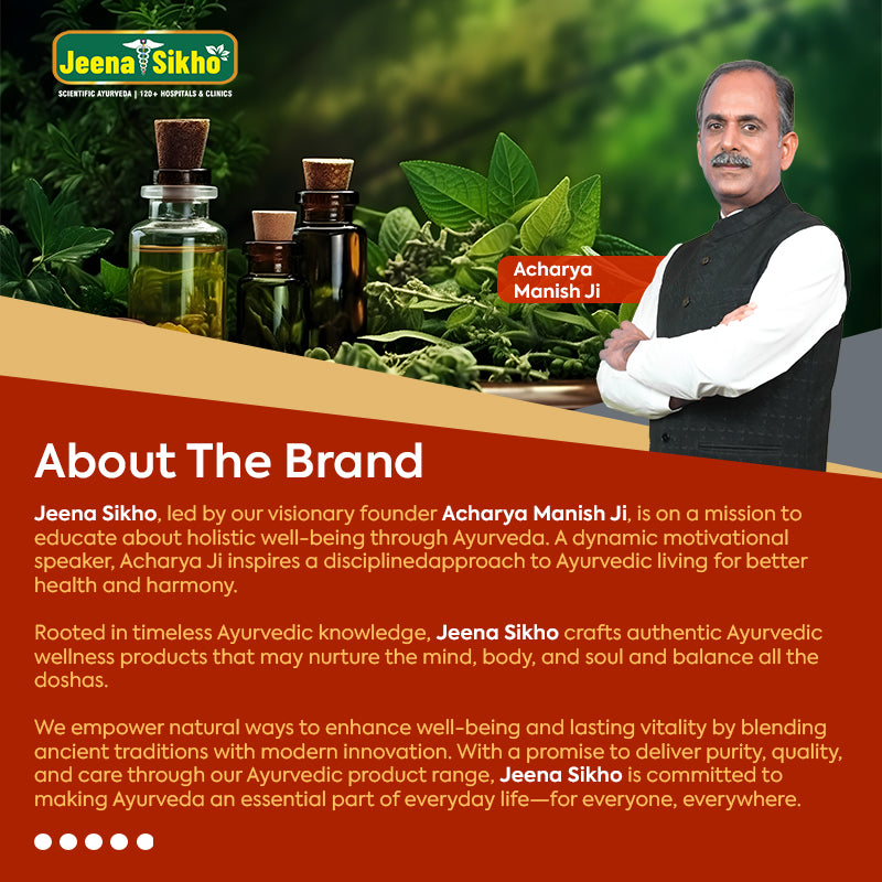 Jeena Sikho brand story featuring Acharya Manish Ji, Ayurvedic knowledge, herbal wellness products and natural care philosophy