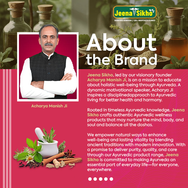 Jeena Sikho Ayurvedic wellness brand featuring Acharya Manish Ji, herbal traditions and holistic health approach