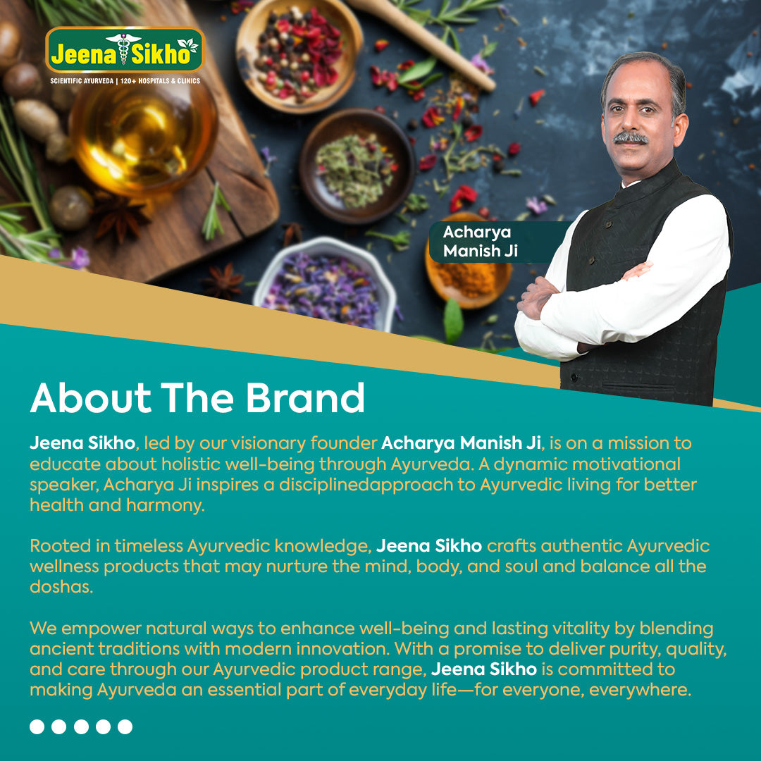 Jeena Sikho Ayurvedic brand story featuring Acharya Manish Ji, traditional Ayurveda knowledge, authentic products and wellness