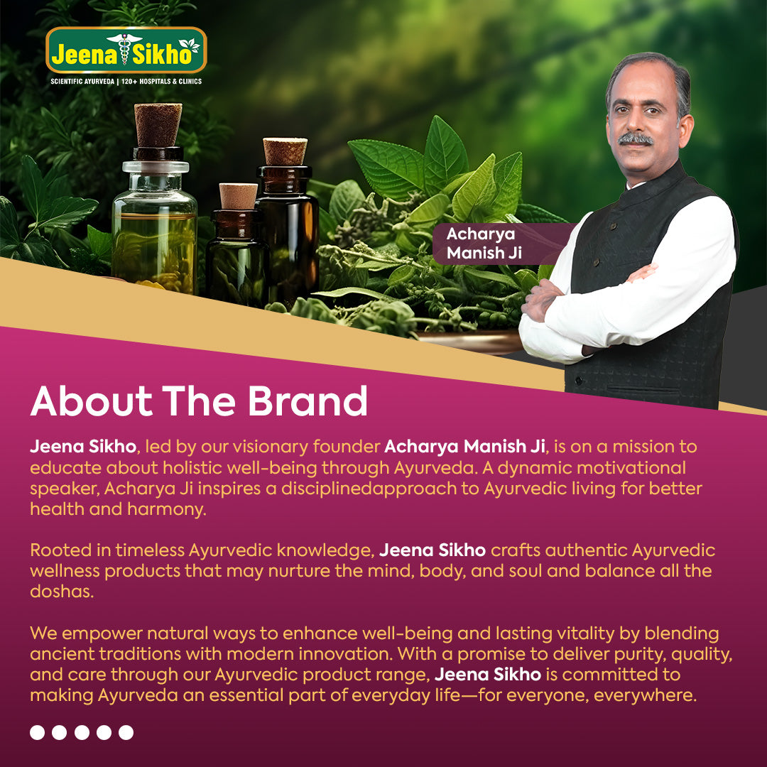 Jeena Sikho brand story featuring Acharya Manish Ji, Ayurvedic traditions, herbal wellness and a holistic approach to health