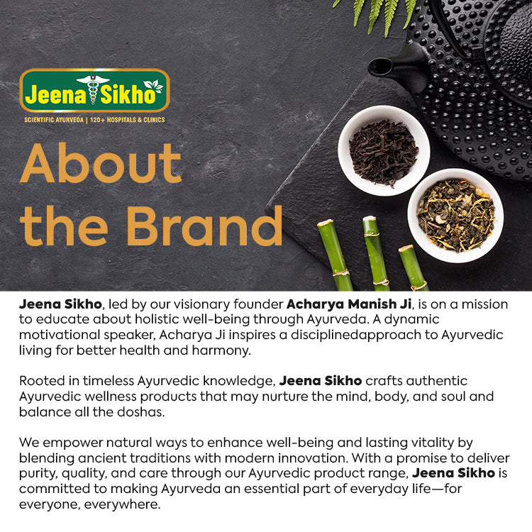 Jeena Sikho brand story featuring Acharya Manish Ji, Ayurvedic wellness philosophy and natural products for holistic living