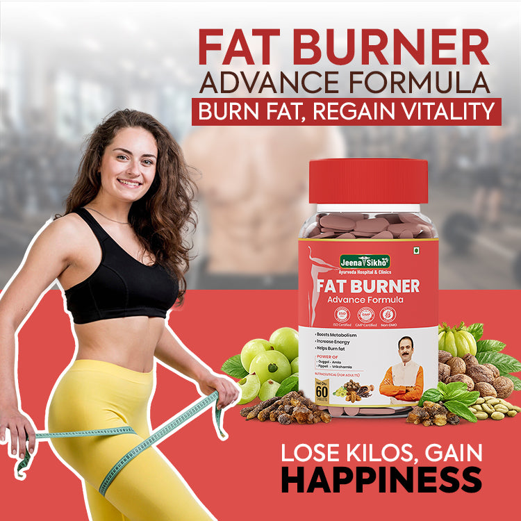 Jeena Sikho Fat Burner tablets with Ayurvedic herbs to support healthy weight management, metabolism, and daily wellness