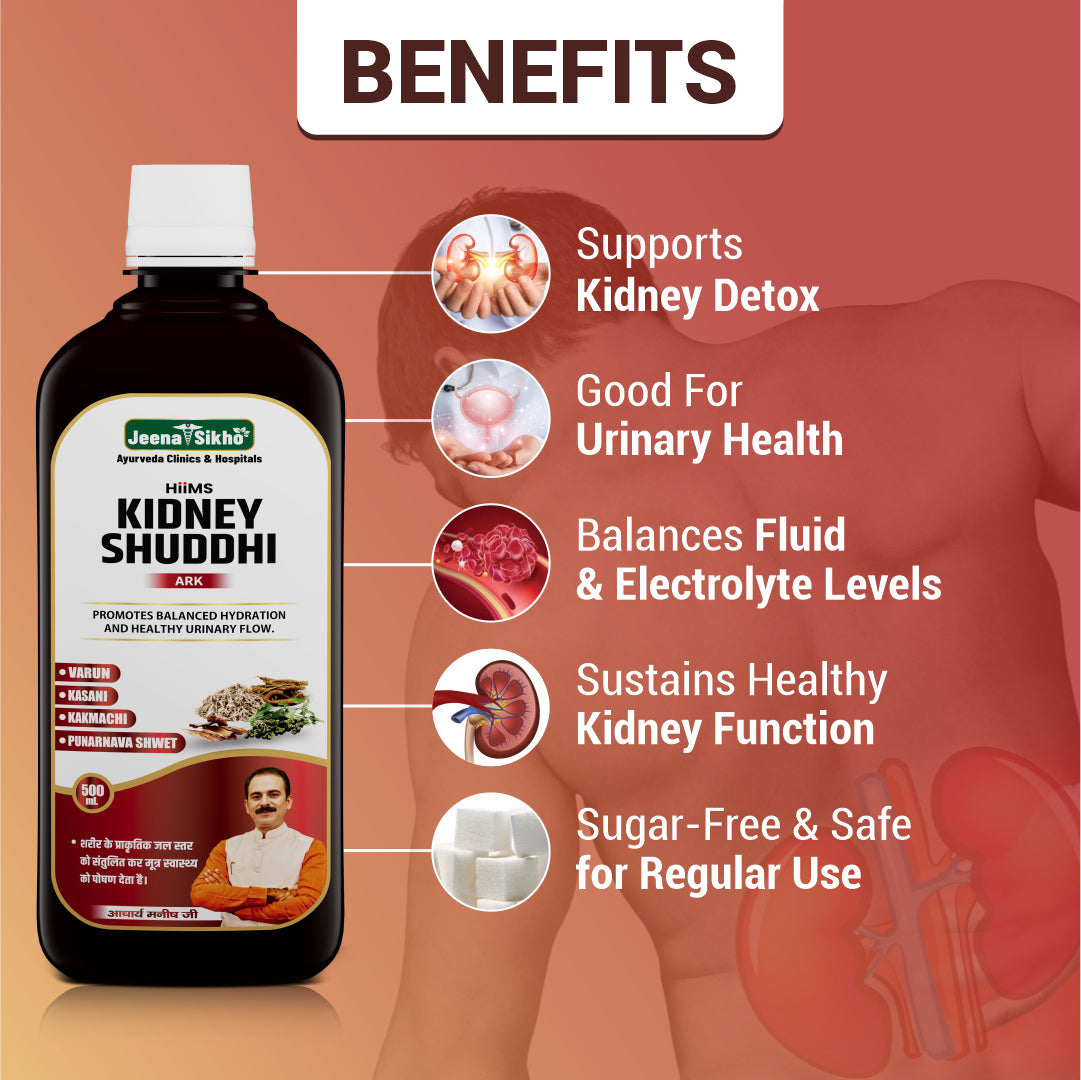 Kidney Shuddhi Ark benefits for kidney detox, urinary health, electrolyte balance, healthy kidney function, and regular wellness support.