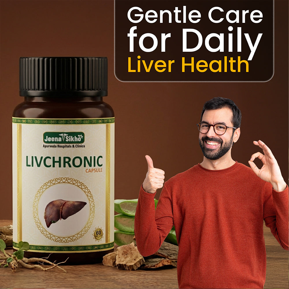 Livchronic Ayurvedic Liver Support Capsules for daily liver health, wellness care and herbal support for digestion and metabolism