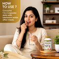 Liver Support Capsules usage guide showing 1 to 2 capsules daily with lukewarm water after meals for liver detox support