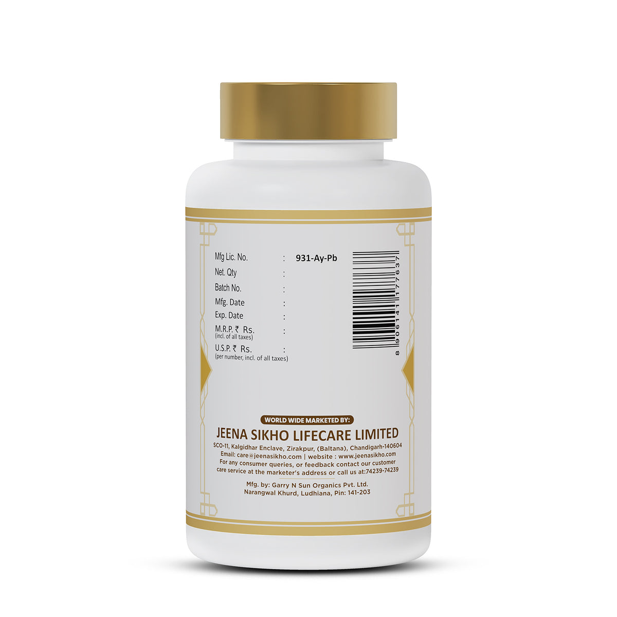 Liver Support Capsules back label showing manufacturing details, batch information, certifications and product authenticity