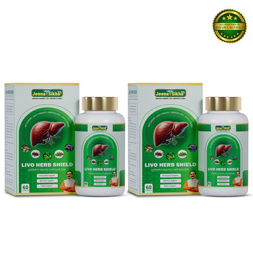 Livo Herb Shield Ayurvedic Liver Support capsules and boxes for healthy liver function, antioxidant support and daily wellness