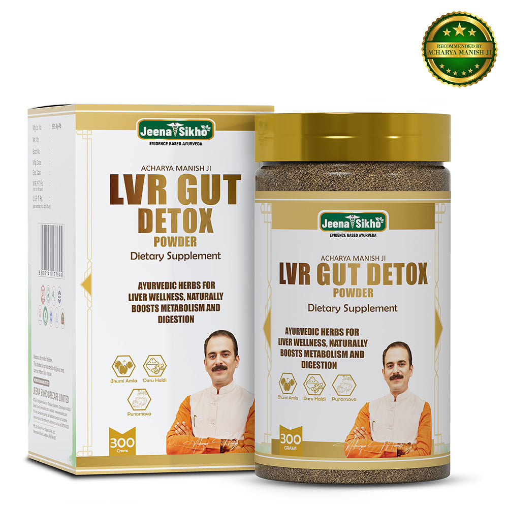 LVR Gut Detox Powder for digestive problems support with Ayurvedic herbs promoting digestion, metabolism and daily gut wellness